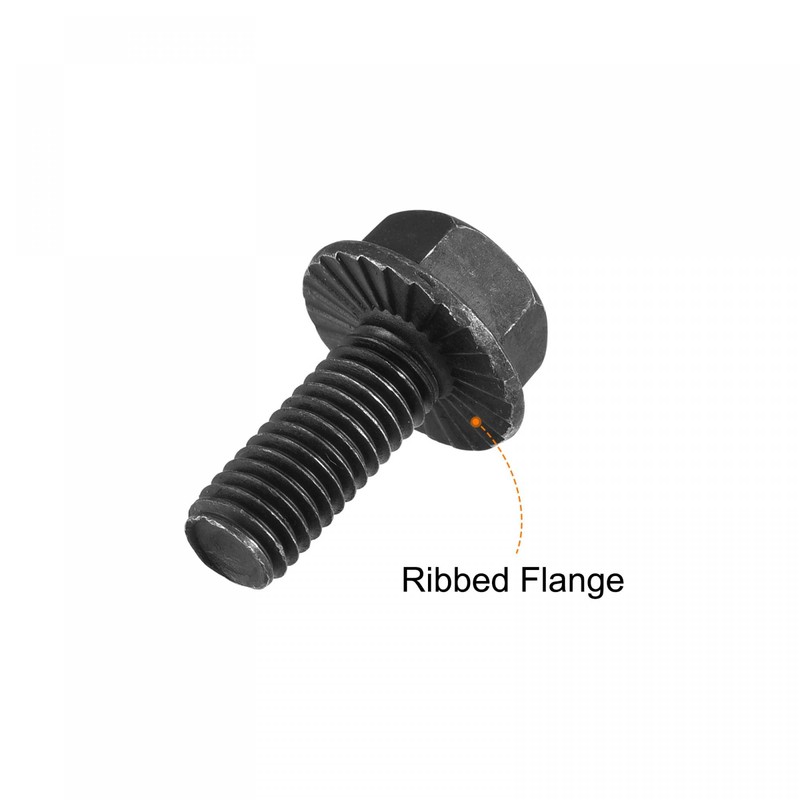 sourcing map M8-1.25x20mm Hex Serrated Flange Bolts 10.9 Grade Carbon