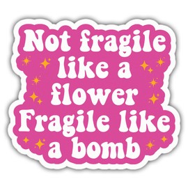 Motivational Stickers Funny Not Fragile Like A Flower Fragile Like A Bomb Colors Vinyl Stickers, Weather-Resistant Sticker for Water Bottles Laptop Window Car Size 3"