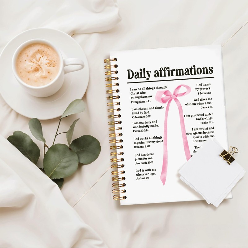 MOFUYU Bible Study Journal Supplies, Pink Bow Bible Notebook for