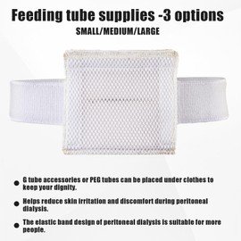 Breathable Feeding Tube Belt, Concealment and Comfortable Gastrostomy G Tube Accessories, Peritoneal Dialysis Belt with Mesh Sponge Pad Black Pd Belts Dialysis for Men Women Adults (White,L)