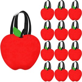Ertyjikg 18 PCS Non-Woven Bags Mini Apple Gift Tote Bags Reusable Back to School Goodie Treat Candy bag for First Day of School Birthday Party Decoration Apple Shower Supplies