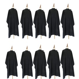 Salon Barber Hairdressing Capes with Snaps Hair Cutting Cape Hair Stylist for Women Men Adults Kids Black Waterproof (10PCS)