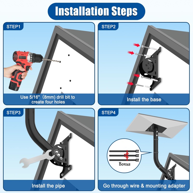 Mount for Starlink Gen 3 V3 Wall Mount 19" Adjustable
