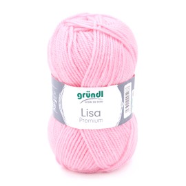 Gründl Wolle Lisa Premium Uni Strick-& Häkelgarn, 100% Polyacryl, Babyrosa, 1 x 50g, 50