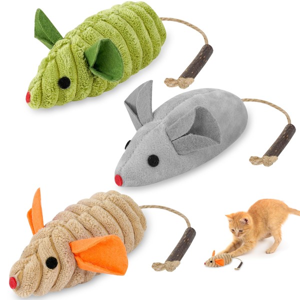 OSDUE Cat Catnip Toys, 3 Pack Catnip Mouse Toys for