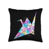 Paper Folding Japanese Art Paper Crane Colorful Origami Throw Pillow