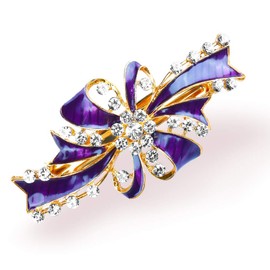 MM&UU Hair Clip Barrette, Large Hairpin, Ribbon, Crystal, Sparkling Hair Ornament, Graduation Ceremony, Hair Accessory, Women's, Mother's Wedding, Party, Entrance Ceremony (B), Purple