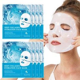 Collagen Face Mask with Deep Hydration,Collagen Mask Overnight, Moisturizing and Water-Locking Properties, Brightens Skin Tone,Anti-aging Effect,Face Masks Skincare-8 Pack (2pcs)