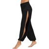 Topjini Double High Slit Leg Pant for Women Solid Harem