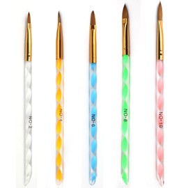 Nail Art Clean Up Brushes, 5 Pcs Painting Brushes for Nails with Flat/Oval/Fine Angled Gel Nail Brushes,Nail Brushes for Cleaning Nail Polish Mistake on the Cuticles