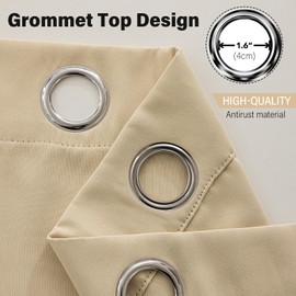 YXHJF Thermal Insulated Blackout Curtains with Grommets for Bedroom & Living Room - 2 Panels, W52 x L63 inches, Polyester Texture, 100% Light Blocking Darkening Curtains - Cream
