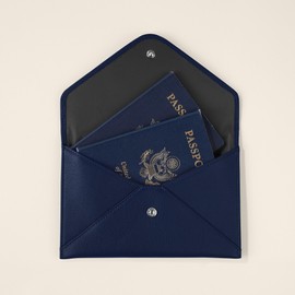 Leatherology Navy Blue A6 Envelope Pouch - Hidden snap front closure, great for receipts and A6-sized paper, holds 4" x 6" photos or postcards