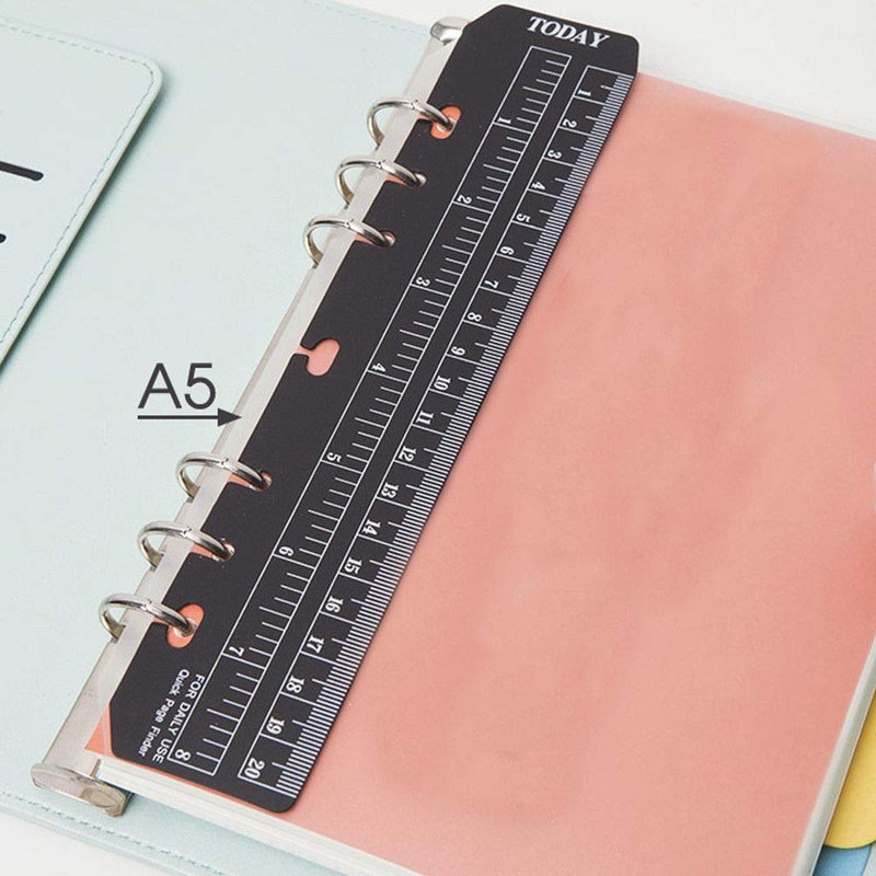 A5 Ruler Plastic Notebook Binder Ruler for Refillable 6-Ring Binder