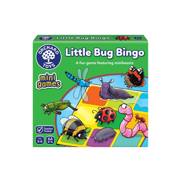 Orchard Toys Little Bug Bingo Mini Game, Small and Compact Game, Travel Game, Bingo game for children Age 3-6, Family Game, Toys