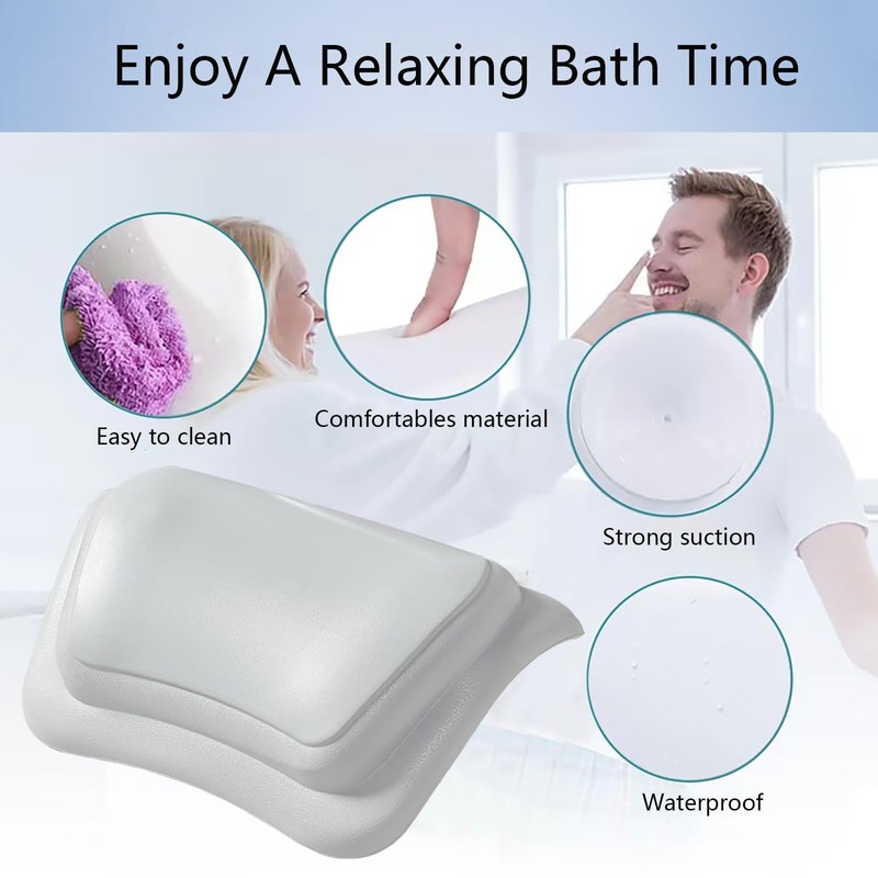 Lonkenn Bath Pillow, Ergonomic Bath Pillow, Stylish PU Bath Pillow