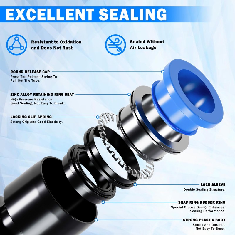 90 Pcs Quick Connect Air Line Fittings Kit Pneumatic Air