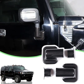 PIUGILH - Apto para Hummer H2 2003-2002 ABS para puerta delantera lateral retrovisor, borde de la base de vista trasera, accesorios de decoración de espejo lateral retrovisor (patrón de fibra de carbono)