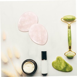 Gatuida 2pcs Natural Worry Stones for Anxiety Relief Mini Scraping Plate Massage Stones for Neck Face Shoulders and Foot Therapy Smooth Lightweight Design