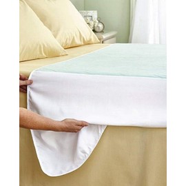 Deluxe Washable and Absorbent Reusable, Double-size Bed, Incontinence Pad/Waterproof Mattress Protector with Tucks (Green)
