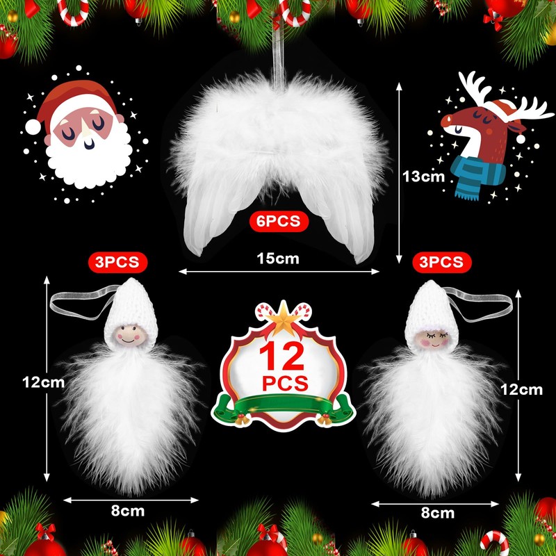 NALER Christmas Ornaments Angels Set of 12 Cute Angels Christmas