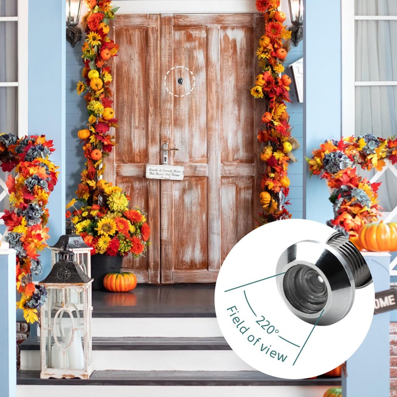 180° Wide Angle Polished Chrome Door Viewer, Security Peephole for
