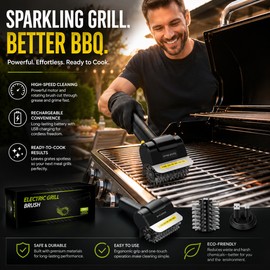Electric Stainless Steel BBQ Grill Brush for Outdoor Cleaning – Rechargeable 1500 RPM Tool for Grill Grates