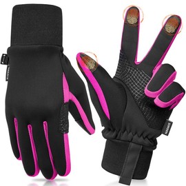 Sukeen Kids Winter Gloves, Soft Warm Gloves Touchscreen Winter Gloves for Kids, Anti-Slip Thermal Kids Gloves Winter for Boys Girls, Windproof Winter Gloves for Kids Sports Running Cycling, Red, L