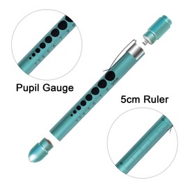 ALMOCN 2 Pack Nurse Medical Reusable Pen Light White Light with Pupil Gauge and Ruler Teal and Purple