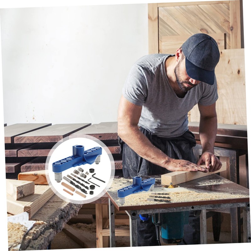 TEHAUX 1 Set Pocket Hole Jig Portable Self Centering Doweling