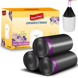 Homifest 2.6 Gallon Drawstring Trash Bags,360 Count Black