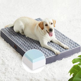 Figopage Orthopedic Memory Foam Dog Bed for Large Dogs, Waterproof Dog Crate Bed, Washable Pet Mat with Removable Cover and Nonskid Bottom (XXXL(50"x36"x3.5"), Grey)