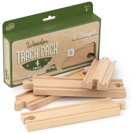 Conductor Carl Wood Train Track Expansion Packs| Compatible with Most Train Tracks| 6" Straight Tracks -1 Count (Pack of 4)