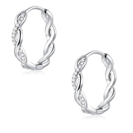 Deyanse Women's 925 Silver Hoop Earrings, 925 Sterling Silver Infinity Heart Star Earrings, Small Hoop Earrings with Zirconia, Sleeping Cartilage Earrings, Hypoallergenic Earrings with Gift Box, Cubic