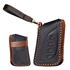 TECART Leder Key Case Fit for Lexus Ux200 Ux250H Keychain Smart Remote Key Fob Cover Key Shell Protector 4 Button Black