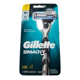 Gillette Mach 3 Mach3 Razor Handle 2 cartridges NEW SEALED mens 3 bladed