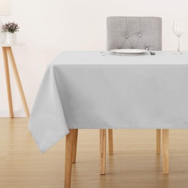 Deconovo Oxford Decorative Water Resistant Table Cloth Wipeable Rectangle Tablecloth for Card Table 137x274cm(54x108in) Light Grey