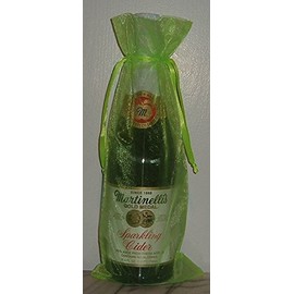 IGC 6x14 Organza Sheer Bags - Bottle/Wine Bags Gift Pouch - Satin Ribbon Closure - Lime Green (3 Bags)