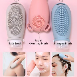 TUMYBCC Reiseflaschen Set Silikon 100ml - 4 Stück Reiseflaschen Zum Befüllen - Shampoo Flaschen Zum Befüllen Reise mit Massage - Reise Behälter für Shampoo Creme Spülung Körperpflege