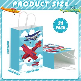 Outus 24 Pcs Airplane Goodie Bags Airplane Party Favors Bags Airplane Gift Bags for Airplane Treat Bags for Birthday Party Candy Airplane Themed Birthday Party, 5.91 x 8.27 x 3.15 Inches