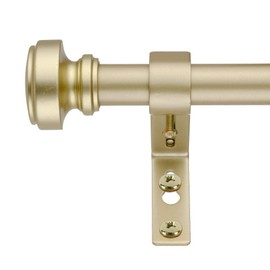 Decopolitan 3/4" Knob Curtain Rod, 36 to 72 Inches, Antique Brass