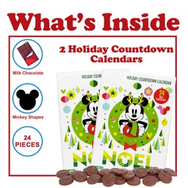 Mickey 2024 Advent Calendar, 2-Pack, 24 Day Countdown to Christmas with Milk Chocolate Candies, Holiday Activities, 1.76 Ounces