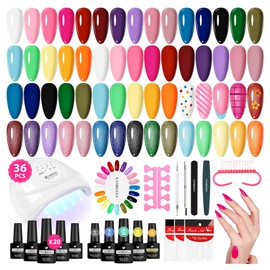 VANREESA Gel Nail Polish Kit with U V Light 36 Pcs Gel Polish Nail Set 20 Must-have Colors Nail Polish Set + Base Coat and 4 Effects Top Coat Manicure Tools Beginners Nail Kit Gifts for Women Girls