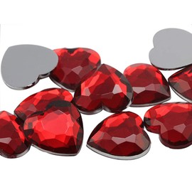 18mm Red Ruby H103 Flat Back Heart Acrylic Rhinestones Plastic Gems Plastic Costume Jewels Embelishmentse - 30 Pieces