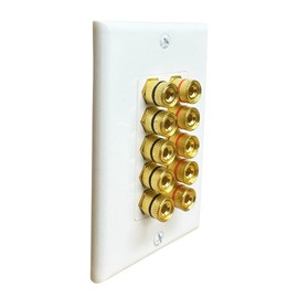 DIYTECH 5 Speaker Wall Plate, Home Theater Wall Plate, Gold Plated Binding Posts, Speaker Wall Plates, for Home Theater Wall Speaker Plate Setup