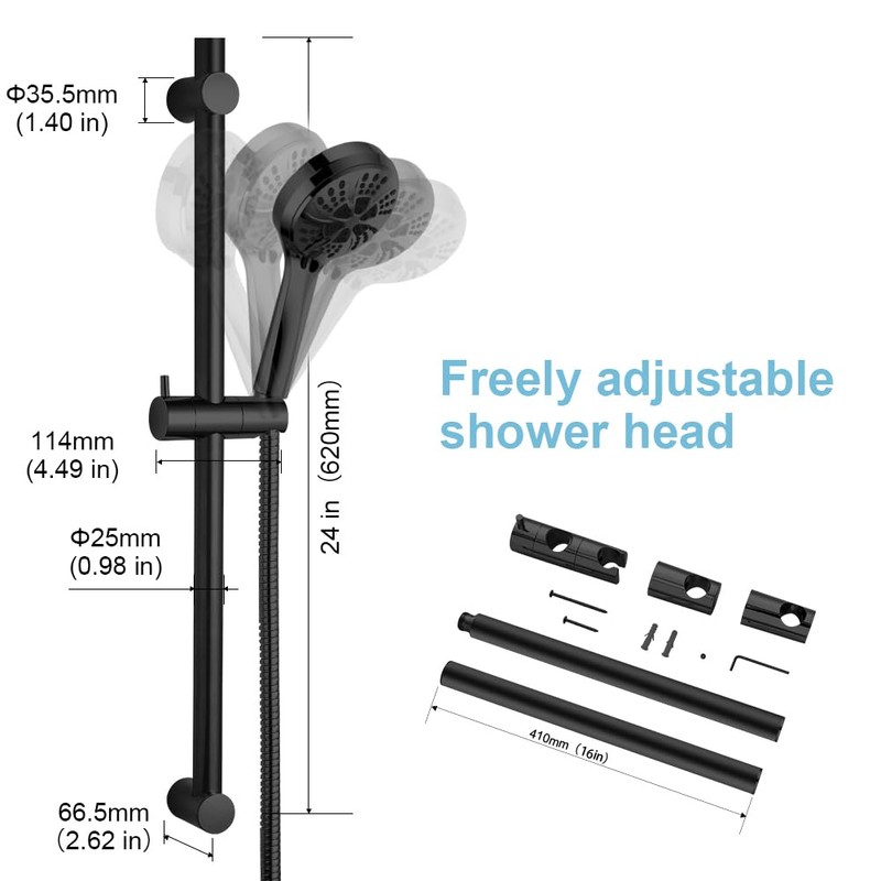 OFFO Shower Slide Bar 24 in Segmental Slide Bar Adjustable
