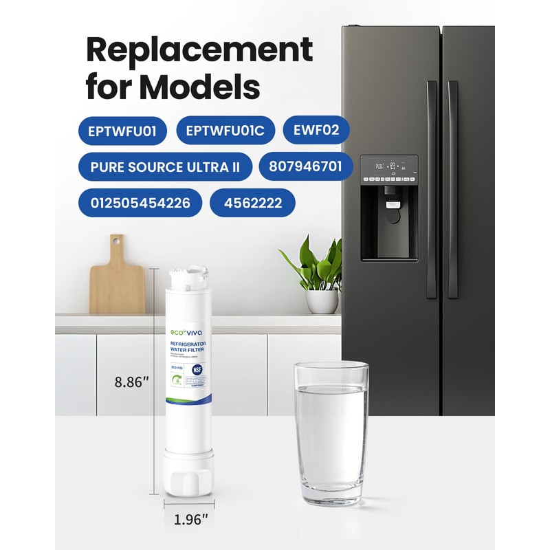 Ecoviva EPTWFU01 Replacement Water Filter, Compatible with Pure Source Ultra