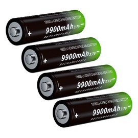 DQGG 18650 Rechargeable Battery 4 Pack 3.7v 9900mAh Li-ion Batteries for Flashlight Headlamp (Button Top)