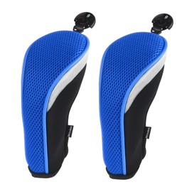 Andux Golf Hybrid Club Headcovers with Interchangeable Number Tags Set of 2 (Black/Blue)