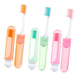 YOFAN 3 Sets of Travel Toothbrush，Mini Travel Toothbrush，Portable Travel Size Foldable Toothbrush for Camping School Home Travel, Assorted Color