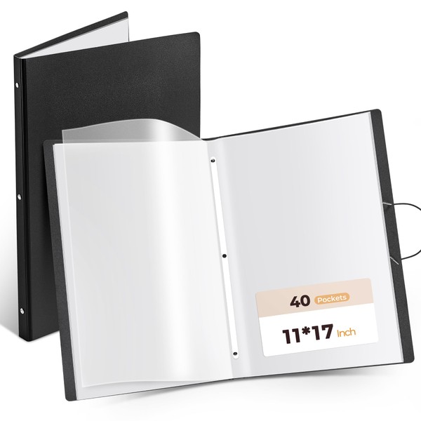 JoyCat Portfolio Binder 11"x17",40 Pockets Art Folder with Clear View